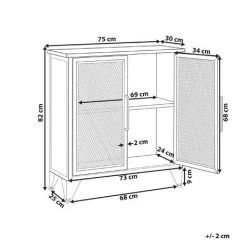 BELIANI Commode à Maillage En Métal 2 Portes Noire Effet Bois Foncé - Noir 7 BELIANI Commode à Maillage En Métal 2 Portes Noire Effet Bois Foncé - Noir -Buffet et enfilade Soldes 61284416 3