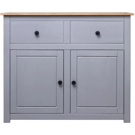 SUPERMARKET Buffet 93x40x80 Cm Pin Solide Assortiment Panama Gris 2 SUPERMARKET Buffet 93x40x80 Cm Pin Solide Assortiment Panama Gris – Image 2
