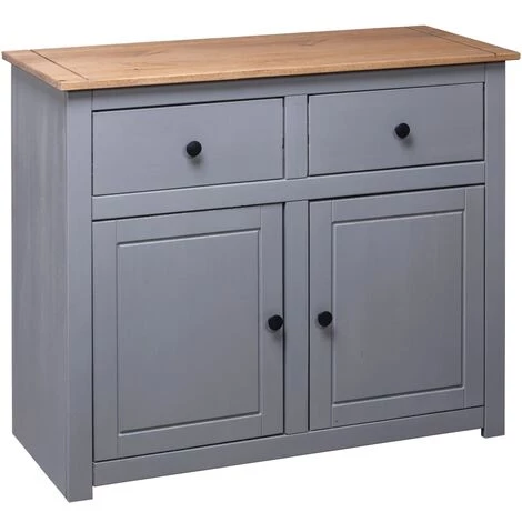 SUPERMARKET Buffet 93x40x80 Cm Pin Solide Assortiment Panama Gris 4 SUPERMARKET Buffet 93x40x80 Cm Pin Solide Assortiment Panama Gris – Image 4