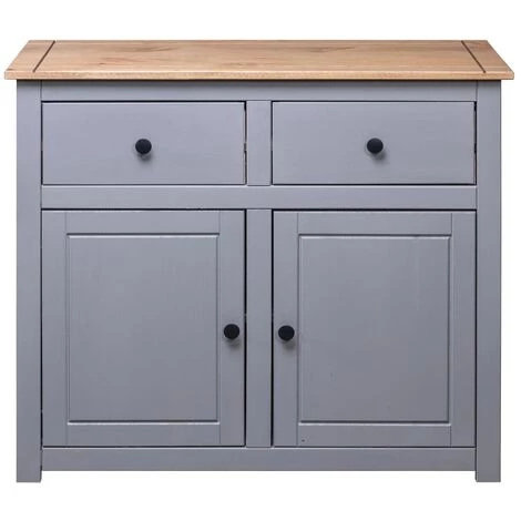 SUPERMARKET Buffet 93x40x80 Cm Pin Solide Assortiment Panama Gris 5 SUPERMARKET Buffet 93x40x80 Cm Pin Solide Assortiment Panama Gris – Image 5