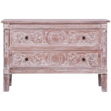 SUPERMARKET Buffet Avec 2 Tiroirs 90x30x60 Cm Bois D'acajou Massif SUHB-283852 3 SUPERMARKET Buffet Avec 2 Tiroirs 90x30x60 Cm Bois D'acajou Massif SUHB-283852 – Image 3