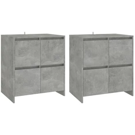 SUPERMARKET Buffets 2 Pcs 70x41x75 Cm Aggloméré Gris Béton 2 SUPERMARKET Buffets 2 Pcs 70x41x75 Cm Aggloméré Gris Béton – Image 2