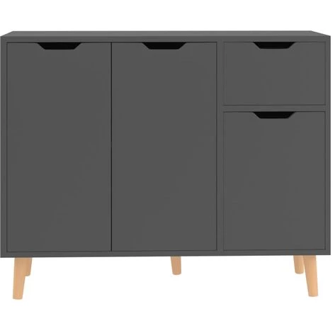 SUPERMARKET Buffet Aggloméré 90x30x72 Cm Gris 3 SUPERMARKET Buffet Aggloméré 90x30x72 Cm Gris – Image 3