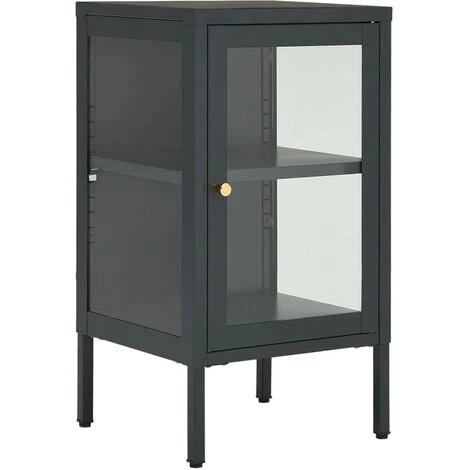 SUPERMARKET Buffet 38x35x70 Cm Anthracite Acier Et Verre 2 SUPERMARKET Buffet 38x35x70 Cm Anthracite Acier Et Verre – Image 2