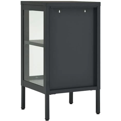 SUPERMARKET Buffet 38x35x70 Cm Anthracite Acier Et Verre 5 SUPERMARKET Buffet 38x35x70 Cm Anthracite Acier Et Verre – Image 5