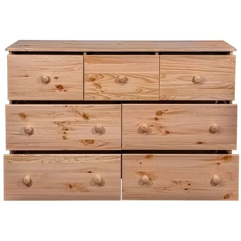 SUPERMARKET Buffet 7 Tiroirs Bois De Pin Massif 113x35x73 Cm 3 SUPERMARKET Buffet 7 Tiroirs Bois De Pin Massif 113x35x73 Cm – Image 3