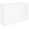 SUPERMARKET Buffet 6 Tiroirs Bois De Pin Massif 113x35x73 Cm Blanc