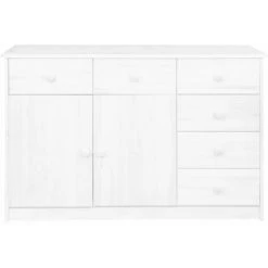 SUPERMARKET Buffet 6 Tiroirs Bois De Pin Massif 113x35x73 Cm Blanc -Buffet et enfilade Soldes 61305272 2