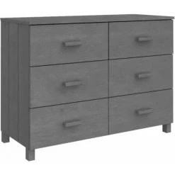 SUPERMARKET Buffet 113x40x80 Cm Bois Massif De Pin Gris Foncé -Buffet et enfilade Soldes 61305371 2