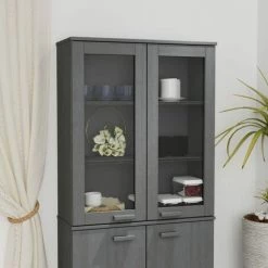 SUPERMARKET Dessus De Buffet 85x35x100 Cm Bois Massif De Pin Gris Foncé