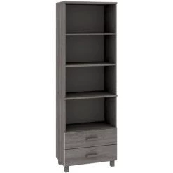 SUPERMARKET Buffet 60x35x180 Cm Bois Massif De Pin Haut Gris Clair -Buffet et enfilade Soldes 61305384 2
