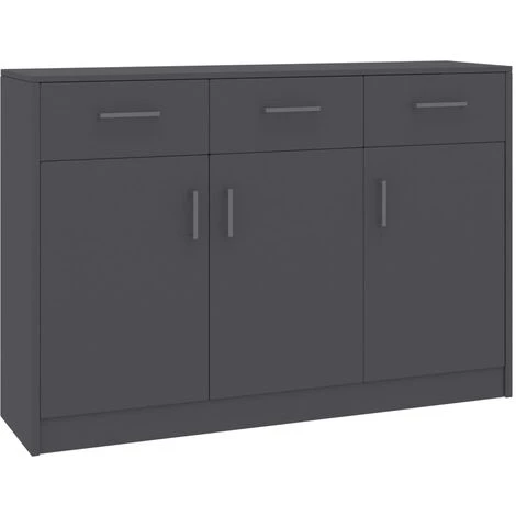 SUPERMARKET Buffet Aggloméré 110x30x75 Cm Gris 2 SUPERMARKET Buffet Aggloméré 110x30x75 Cm Gris – Image 2