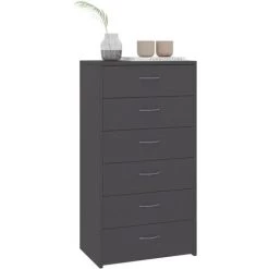 SUPERMARKET Buffet Avec 6 Tiroirs Aggloméré 50x34x96 Cm Gris 7 SUPERMARKET Buffet Avec 6 Tiroirs Aggloméré 50x34x96 Cm Gris -Buffet et enfilade Soldes 61305854 3