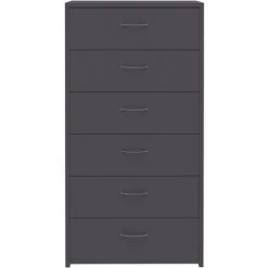 SUPERMARKET Buffet Avec 6 Tiroirs Aggloméré 50x34x96 Cm Gris 9 SUPERMARKET Buffet Avec 6 Tiroirs Aggloméré 50x34x96 Cm Gris -Buffet et enfilade Soldes 61305854 5