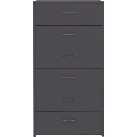 SUPERMARKET Buffet Avec 6 Tiroirs Aggloméré 50x34x96 Cm Gris 5 SUPERMARKET Buffet Avec 6 Tiroirs Aggloméré 50x34x96 Cm Gris – Image 5