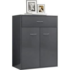 SUPERMARKET Buffet Aggloméré 60x30x75 Cm Gris Brillant -Buffet et enfilade Soldes 61305857 4