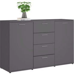 SUPERMARKET Buffet 120x35,5x75 Cm Aggloméré Gris 8 SUPERMARKET Buffet 120x35,5x75 Cm Aggloméré Gris -Buffet et enfilade Soldes 61305890 4