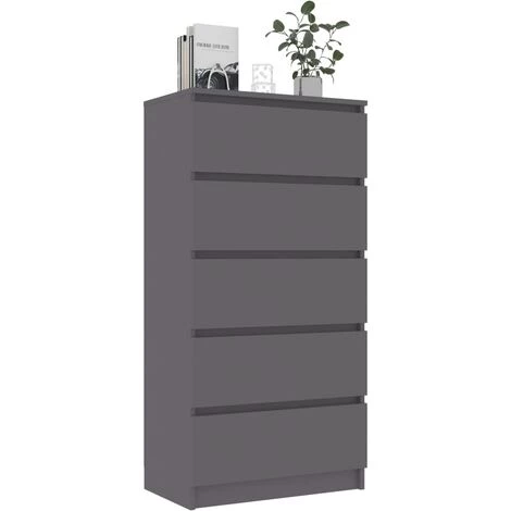 SUPERMARKET Buffet à Tiroirs 60x35x121 Cm Aggloméré Gris 3 SUPERMARKET Buffet à Tiroirs 60x35x121 Cm Aggloméré Gris – Image 3