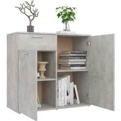 SUPERMARKET Buffet Aggloméré Gris Béton 80x36x75 Cm 8 SUPERMARKET Buffet Aggloméré Gris Béton 80x36x75 Cm -Buffet et enfilade Soldes 61305955 4