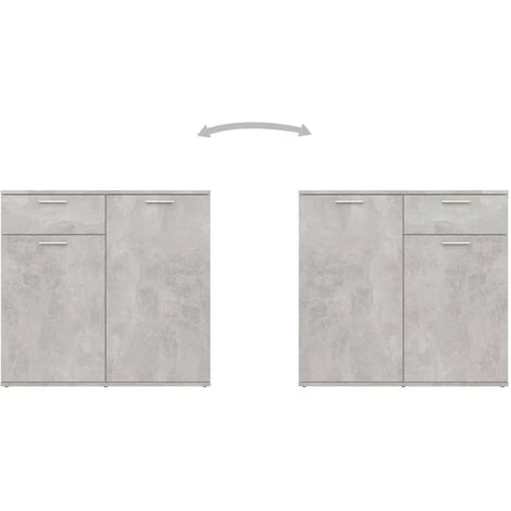 SUPERMARKET Buffet Aggloméré Gris Béton 80x36x75 Cm 5 SUPERMARKET Buffet Aggloméré Gris Béton 80x36x75 Cm – Image 5