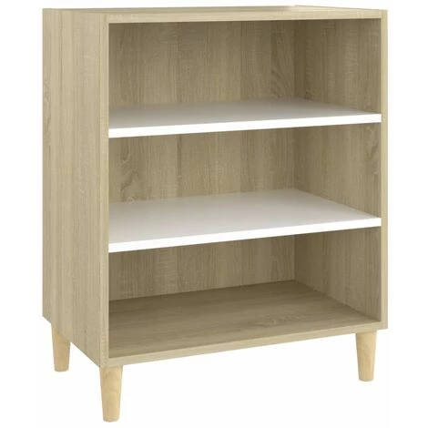 SUPERMARKET Buffet 57x35x70 Cm Aggloméré Blanc Et Chêne Sonoma 2 SUPERMARKET Buffet 57x35x70 Cm Aggloméré Blanc Et Chêne Sonoma – Image 2