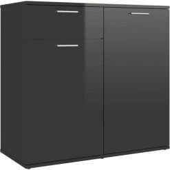 FIMEI Buffet Noir Brillant 80x36x75 Cm Aggloméré -Buffet et enfilade Soldes 61379985 2
