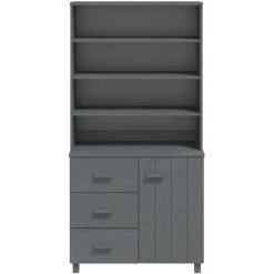 FIMEI Buffet Bois Massif De Pin Gris Foncé -Buffet et enfilade Soldes 61380054 5