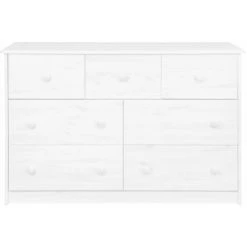 FIMEI Buffet 7 Tiroirs Blanc 113x35x73 Cm Bois De Pin Massif -Buffet et enfilade Soldes 61380352 2