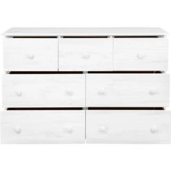 FIMEI Buffet 7 Tiroirs Blanc 113x35x73 Cm Bois De Pin Massif -Buffet et enfilade Soldes 61380352 4