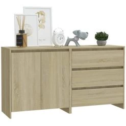 FIMEI Buffets 2 Pcs Chêne Sonoma Bois D'ingénierie -Buffet et enfilade Soldes 61380366 3