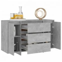 FIMEI Buffet Avec 3 Tiroirs Gris Béton 120x41x75 Cm Aggloméré -Buffet et enfilade Soldes 61380473 3