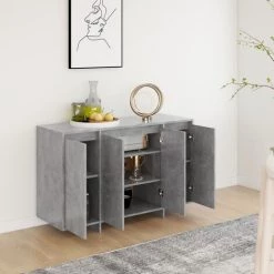 FIMEI Buffet Gris Béton 120x41x75 Cm Aggloméré -Buffet et enfilade Soldes 61380474 4
