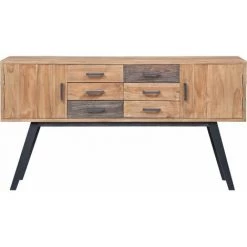 FIMEI Armoire Latérale 140 X 30 X 75 Cm Teck Solide -Buffet et enfilade Soldes 61380877 2