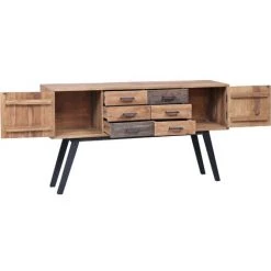 FIMEI Armoire Latérale 140 X 30 X 75 Cm Teck Solide -Buffet et enfilade Soldes 61380877 3