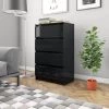 FIMEI Buffet Noir Brillant 60x35x98,5 Cm Bois D'ingénierie