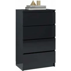 FIMEI Buffet Noir Brillant 60x35x98,5 Cm Bois D'ingénierie -Buffet et enfilade Soldes 61382467 3