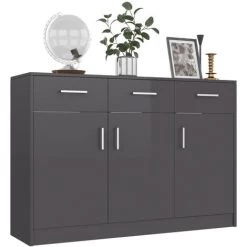 FIMEI Buffet Gris Brillant 110x30x75 Cm Aggloméré -Buffet et enfilade Soldes 61382543 3