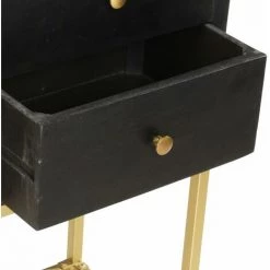 FIMEI Buffet Noir Et Doré 120x30x75 Cm Bois De Manguier Massif -Buffet et enfilade Soldes 61384220 4