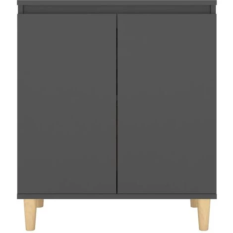 TRUE DEAL Buffet Avec Pieds En Bois Massif Gris 60x35x70 Cm Aggloméré 5 TRUE DEAL Buffet Avec Pieds En Bois Massif Gris 60x35x70 Cm Aggloméré – Image 5