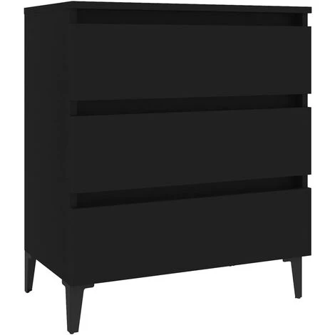 TRUE DEAL Buffet Noir 60x35x69 Cm Aggloméré 2 TRUE DEAL Buffet Noir 60x35x69 Cm Aggloméré – Image 2