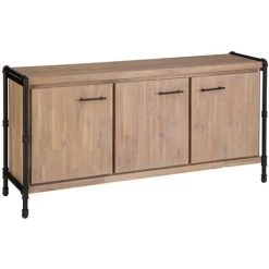 Buffet Avec 3 Portes Coloris Marron - L. 160 X L. 42 X H. 80 Cm -PEGANE-