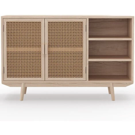 PRIVATEFLOOR Buffet En Rotin Avec 2 Portes Cannage, Style Boho Bali - Treys Naturel - Rotin, Bois De Paulownia - Naturel 1 PRIVATEFLOOR Buffet En Rotin Avec 2 Portes Cannage, Style Boho Bali - Treys Naturel - Rotin, Bois De Paulownia - Naturel