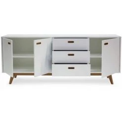 Buffets BOBOCHIC - Buffet 3 Portes 200 Cm BAYRA - Blanc -Buffet et enfilade Soldes 62480424 5