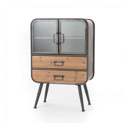 Amadeus - Meuble EUGENE 2 Portes Et 2 Tiroirs En Bois Et Métal - Multicolore