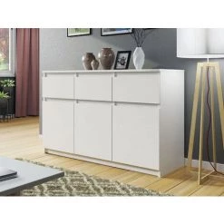 BESTMOBILIER Luna - Buffet Bas - Blanc - 120 Cm - Style Contemporain Couleur - Blanc - Blanc