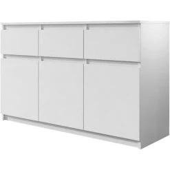 BESTMOBILIER Luna - Buffet Bas - Blanc - 120 Cm - Style Contemporain Couleur - Blanc - Blanc -Buffet et enfilade Soldes 63153775 3