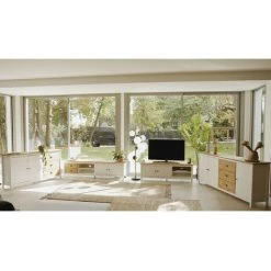 Buffets BOBOCHIC - Buffet 2 Portes 150 Cm ARAS Pin Massif Chêne Et Blanc - Chêne Et Blanc -Buffet et enfilade Soldes 63564699 3