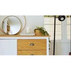 Buffets BOBOCHIC - Buffet 2 Portes 150 Cm ARAS Pin Massif Chêne Et Blanc - Chêne Et Blanc -Buffet et enfilade Soldes 63564699 4