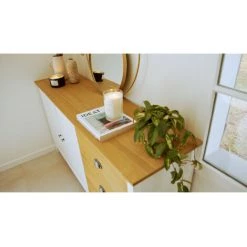 Buffets BOBOCHIC - Buffet 2 Portes 150 Cm ARAS Pin Massif Chêne Et Blanc - Chêne Et Blanc -Buffet et enfilade Soldes 63564699 5