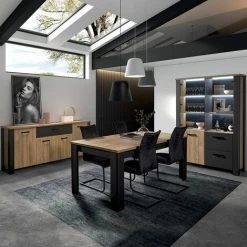 ALTOBUY DANIEL - Buffet 4 Portes Effet Bois Et Piètement Noir - Marron Clair -Buffet et enfilade Soldes 63647034 3